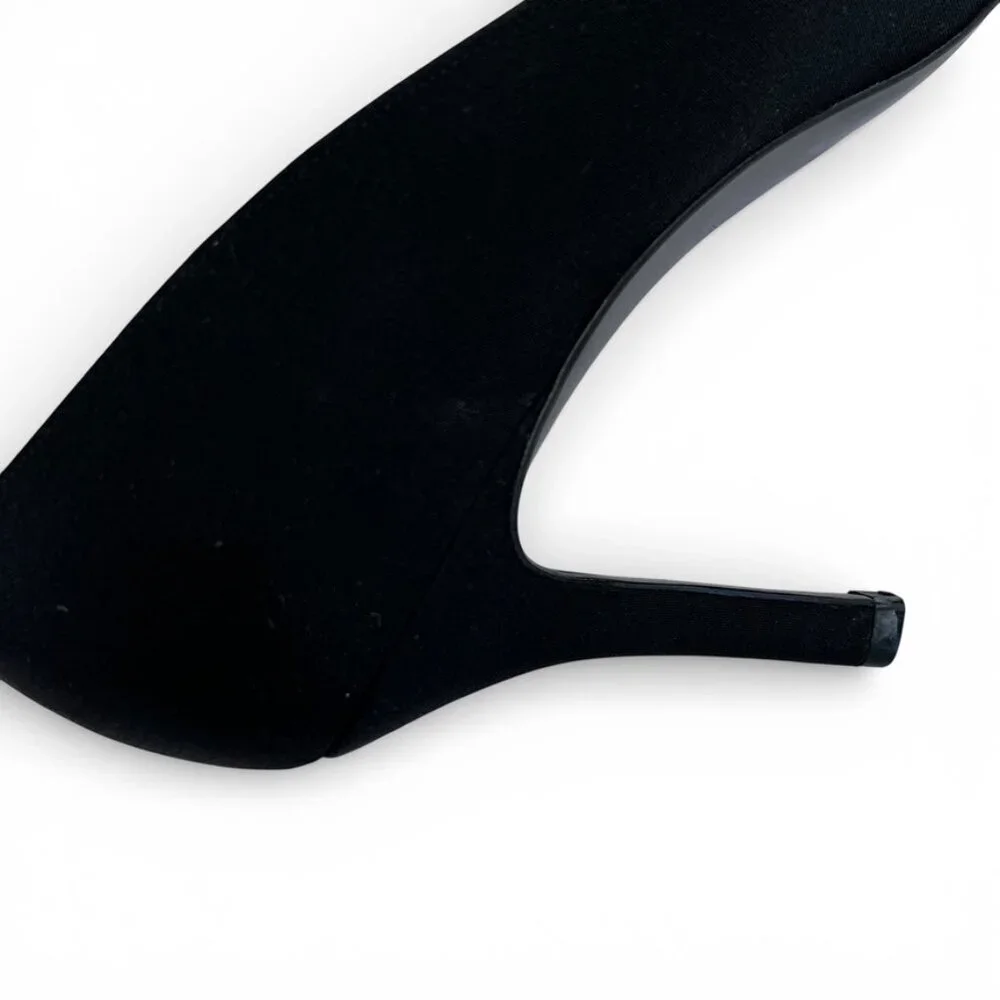 STUART WEITZMAN Vintage Y2K Black Crepe Pointed Toe Pumps 3” Heel Classic